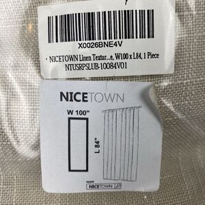 NICETOWN Linen Textured Curtain Panel 100x84 Beige Slub Rod Pocket Single NEW